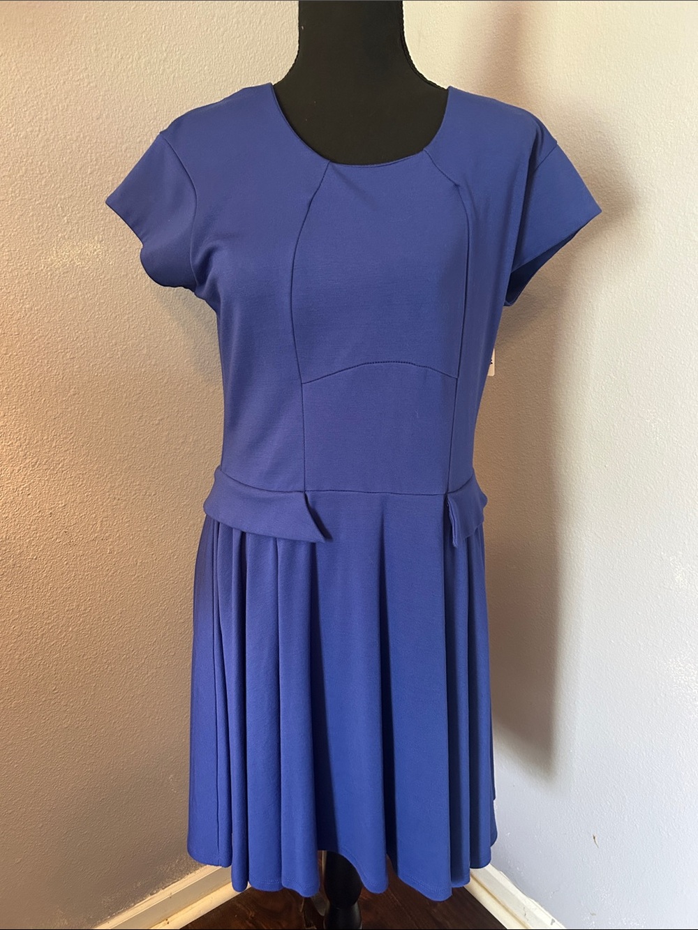 Evolution Women Royal Blue Short Sleeve Fit & Flare Dress Size Medium